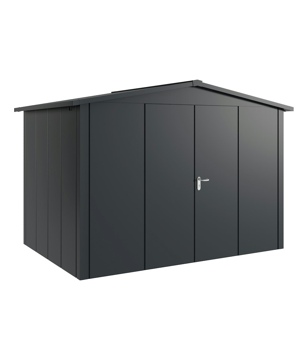 Hörmann Metall-Gerätehaus Juno JSD mit Satteldach B 310 x T 214 cm (JSD 12) Motiv Design (mit breiten Lamellen) Doppeltür Anthrazitgrau (RAL 7016) von Hörmann Stauraumsysteme