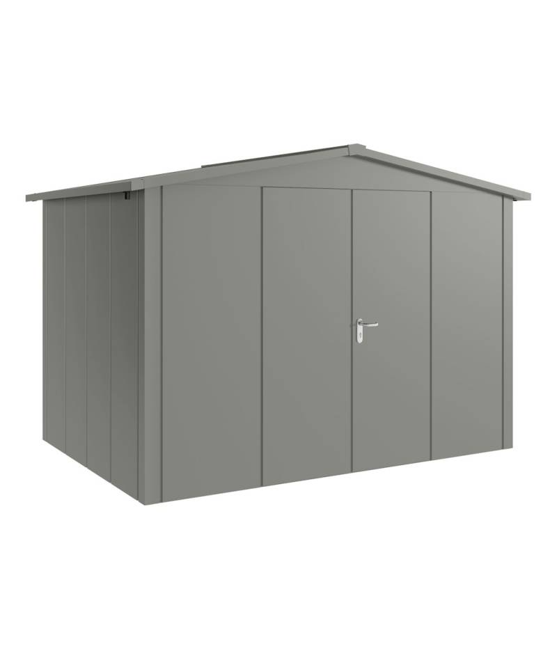 Hörmann Metall-Gerätehaus Juno JSD mit Satteldach B 310 x T 214 cm (JSD 12) Motiv Design (mit breiten Lamellen) Doppeltür Graualuminium (RAL 9007) von Hörmann Stauraumsysteme