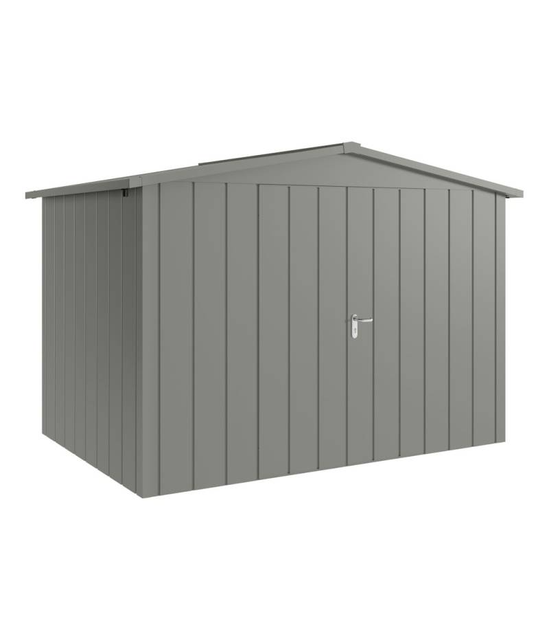 Hörmann Metall-Gerätehaus Juno JSD mit Satteldach B 310 x T 214 cm (JSD 12) Motiv Modern (mit schmalen Lamellen) Doppeltür Graualuminium (RAL 9007) von Hörmann Stauraumsysteme