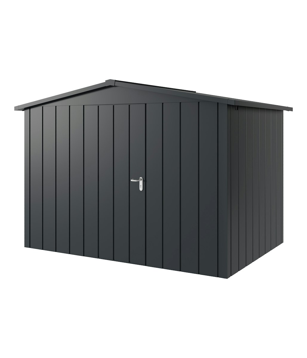 Hörmann Metall-Gerätehaus Juno JSD mit Satteldach B 310 x T 214 cm (JSD 12) Motiv Modern (mit schmalen Lamellen) Einzeltür Türanschlag links Anthrazitgrau (RAL 7016) von Hörmann Stauraumsysteme