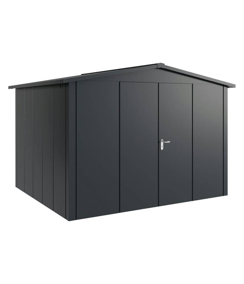 Hörmann Metall-Gerätehaus Juno JSD mit Satteldach B 310 x T 262 cm (JSD 13) Motiv Design (mit breiten Lamellen) Doppeltür Anthrazitgrau (RAL 7016) von Hörmann Stauraumsysteme