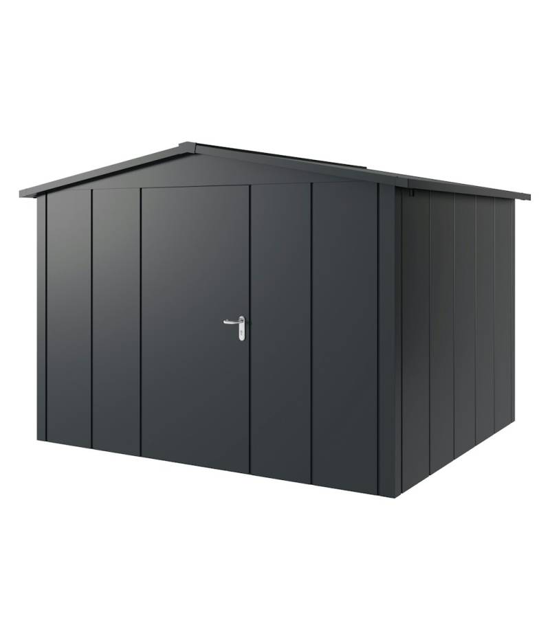 Hörmann Metall-Gerätehaus Juno JSD mit Satteldach B 310 x T 262 cm (JSD 13) Motiv Design (mit breiten Lamellen) Einzeltür Türanschlag links Anthrazitgrau (RAL 7016) von Hörmann Stauraumsysteme