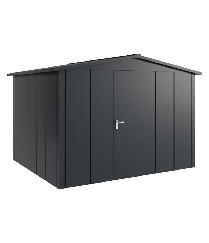 Hörmann Metall-Gerätehaus Juno JSD mit Satteldach B 310 x T 262 cm (JSD 13) Motiv Design (mit breiten Lamellen) Einzeltür Türanschlag rechts Anthrazitgrau (RAL 7016) von Hörmann Stauraumsysteme