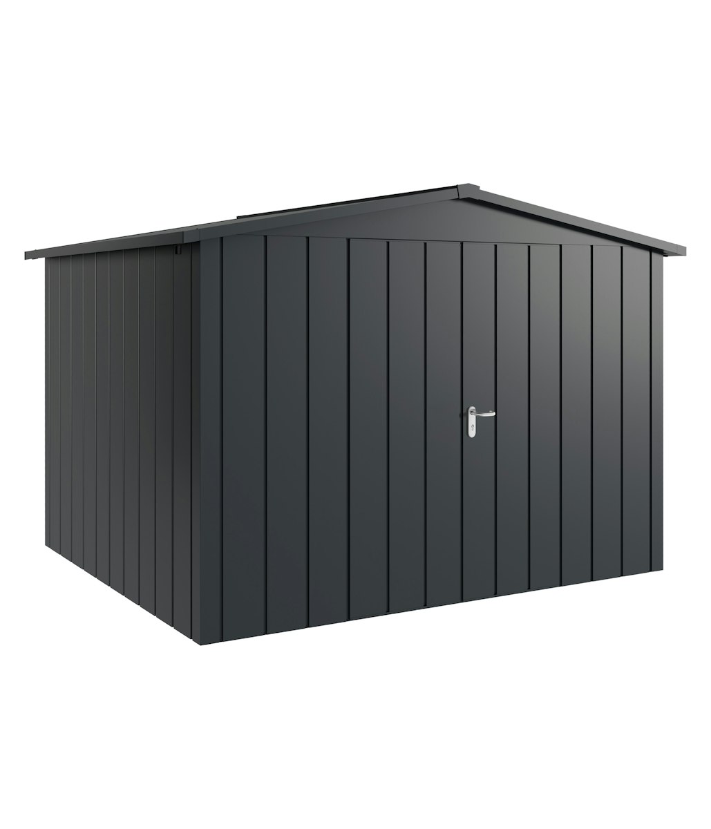 Hörmann Metall-Gerätehaus Juno JSD mit Satteldach B 310 x T 262 cm (JSD 13) Motiv Modern (mit schmalen Lamellen) Doppeltür Anthrazitgrau (RAL 7016) von Hörmann Stauraumsysteme