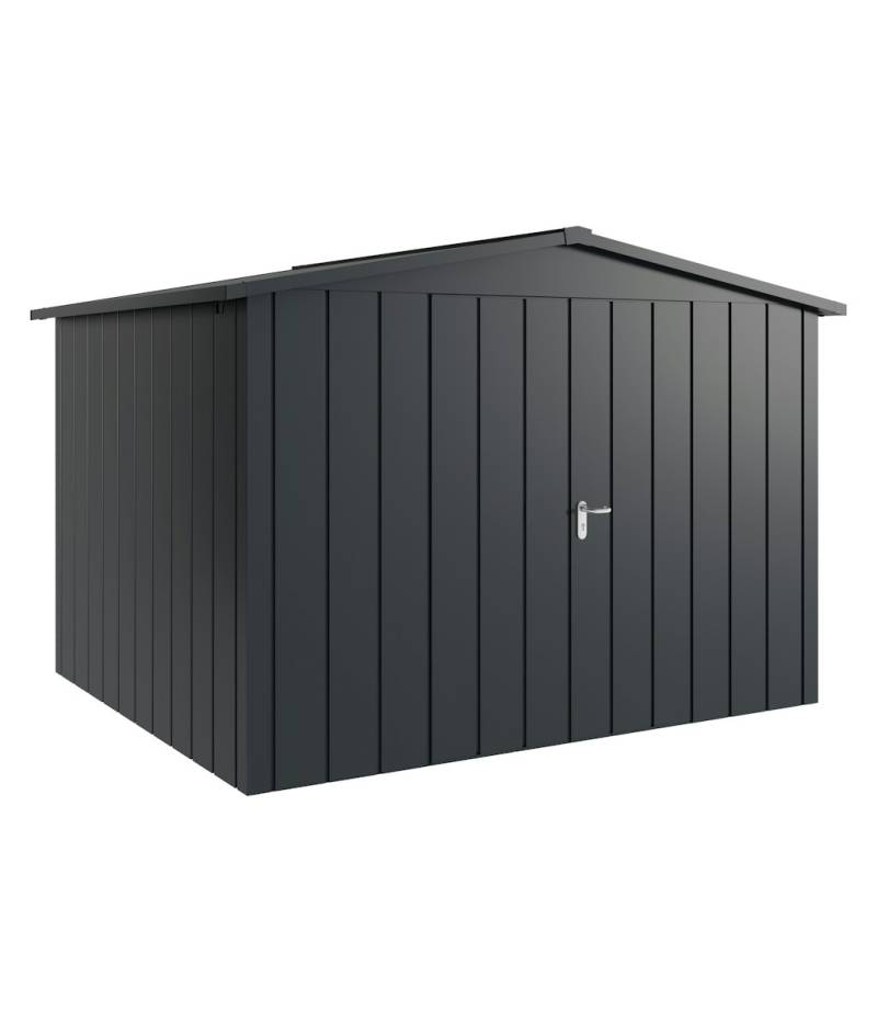 Hörmann Metall-Gerätehaus Juno JSD mit Satteldach B 310 x T 262 cm (JSD 13) Motiv Modern (mit schmalen Lamellen) Doppeltür Anthrazitgrau (RAL 7016) von Hörmann Stauraumsysteme
