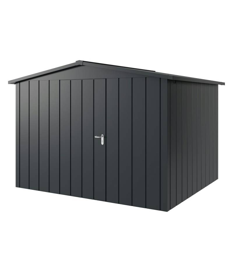 Hörmann Metall-Gerätehaus Juno JSD mit Satteldach B 310 x T 262 cm (JSD 13) Motiv Modern (mit schmalen Lamellen) Einzeltür Türanschlag links Anthrazitgrau (RAL 7016) von Hörmann Stauraumsysteme
