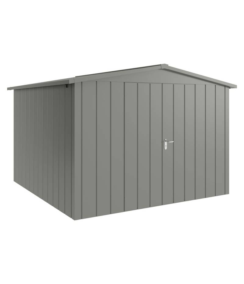 Hörmann Metall-Gerätehaus Juno JSD mit Satteldach B 310 x T 310 cm (JSD 14) Motiv Modern (mit schmalen Lamellen) Doppeltür Graualuminium (RAL 9007) von Hörmann Stauraumsysteme