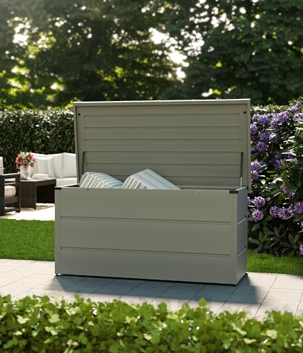 Hörmann Gartenbox Juno Modern (Modell 1320, Ral 9007, Größe 136x67,5x72,5 cm, hellgrau, Aufbwahrungsbox, Stauraum) von Hörmann