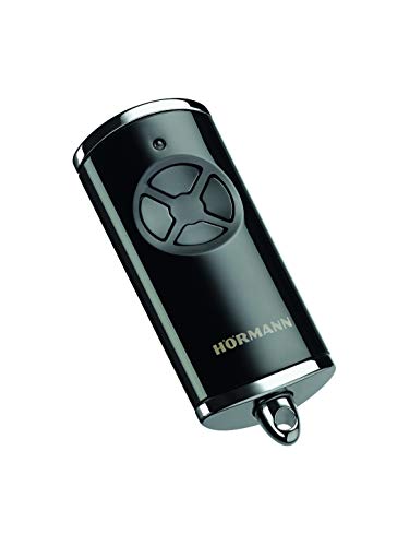 Hörmann Handsender HSE 4 BS (Frequenz 868 MHz, Garagentorantrieb mit Chrom-Kappen, Batterien, Maße 28x70x14 mm, inkl. Schlüsselring) 4511561, Schwarz Hochglanz von Hörmann