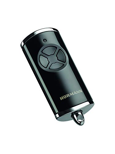 Hörmann Handsender HSE 4 BS (Frequenz 868 MHz, Hochglanz schwarz, Garagentorantrieb mit Chrom-Kappen, Batterien, Maße 28x70x14 mm, inkl, Schlüsselring) 4511561 von Hörmann