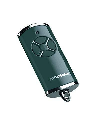 Hörmann Handsender HSE 4 BS (Frequenz 868 MHz, Hochglanz Anthrazit, Garagentorantrieb mit Chrom-Kappen, Batterien, Maße 28x70x14 mm, inkl. Schlüsselring) 4511573 von Hörmann