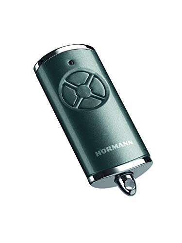 Hörmann Handsender HSE 4 BS (Frequenz 868 MHz, Hochglanz Frozen Grey grau, Garagentorantrieb mit Chrom-Kappen, Batterien, Maße 28x70x14 mm, inkl. Schlüsselring) 4511569 von Hörmann