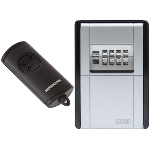 Hörmann Handsender HSE4 BS mit 4 Tastenfunktionen & ABUS KeyGarage 787 - Schlüsselbox zur Wandmontage - für Schlüssel oder kleine Wertgegenstände - 46331 - Schwarz-Silber von Hörmann