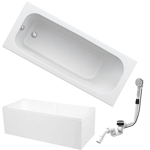 HOESCH Badewanne RIVIERA | Design Badewanne | Acryl | 160x70cm | KOMPLETTPAKET mit Wannenträger und Ablaufgarnitur | Modell BADOSAN von Hoesch