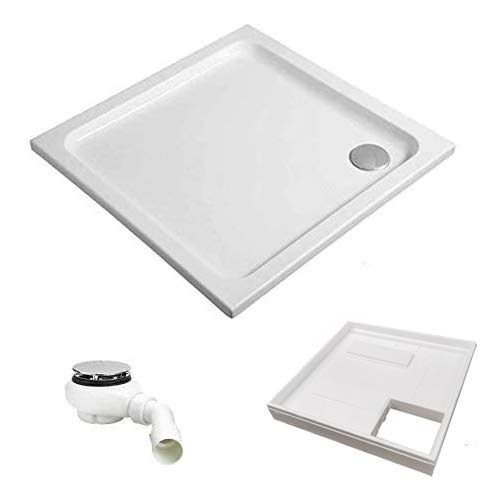 HOESCH KOMPLETT-PAKET: Duschwanne 90 x 90 x 6,5 cm superflach Acryl + Styroporträger/Wannenträger + Ablaufgarnitur chrom von Hoesch