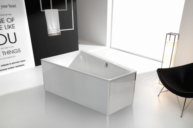 Hoesch Glasverkleidung weiß für freistehende Badewanne Sechseck 200x100 47804.550 47804.550 von Hoesch
