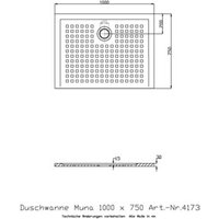 Hoesch Mineralguss-Duschwanne MUNA mit Antirutsch 1000 x 750 x 30 mm weiß von Hoesch