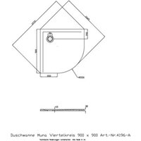 Hoesch Viertelkreis-Duschwanne MUNA 900 x 900 x 30 mm weiß von Hoesch