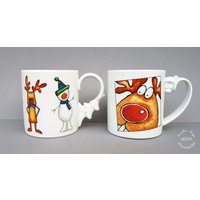 Becher 0, 35 Liter Elch Schneemann Nikolaus Weihnachten Personalisiert Name Geschenk Beste Freundin Oma Mama Kinderbecher von HoeschPorzellan