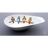Bunte Schalen Lustige Vögel Weihnachten Plätzchenteller Weihnachtsschale Müsli Beste Freundin Personalisiertes Geschenk von HoeschPorzellan