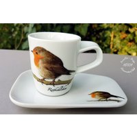 Espresso Tassen Set Mit Unterteller Becher Beste Freundin Porzellan Geschenk Geburtstag Hochzeit Rotkehlchen von HoeschPorzellan