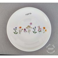 Frühstücksteller Blume Geschenk Nikolaus Hochzeit Muttertag Oma Beste Freundin Frühstücksservice Speiseservice Personalisiert von HoeschPorzellan