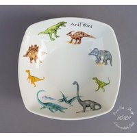 Kindergeschirr Dino Dinosaurier Party T-Rex Langhals Stegosaurus Personalisiertes Geschenk Nikolaus Weihnachten Geburtstag Taufe Wunschname von HoeschPorzellan