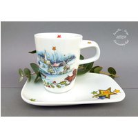 Personalisierter Weihnachtsbecher 0.28 L 2-Teiliges Set Landschaft Weihnachten 2024 Name Nikolaus Beste Freundin Oma Mutter Geschenk von HoeschPorzellan