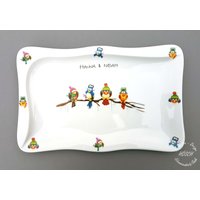 Plätzchenteller 37 cm X 23, 5 Lustige Vögel Weihnachten Stollenplatten Kuchenteller Speiseservice Geschenk Beste Freundin Oma Mama von HoeschPorzellan