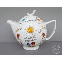 Teekanne 1, 30 L Weltbeste Beste Freundin Und Wunschname Auf Dem Deckel Porzellan Geschenk Geburtstag Personalisiert von HoeschPorzellan