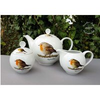 Teekanne 1, 30 L Rotkehlchen Porzellan Vögel Frühstücksservice Geschenk Beste Freundin Hochzeit Geburtstag von HoeschPorzellan