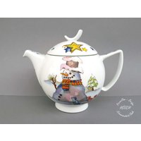 Teekanne 1, 30 L Schneemann Weihnachten Nikolaus Porzekllan Porzellan Frühstücksservice Geschenk Beste Freundin Hochzeit Geburtstag Mutter von HoeschPorzellan
