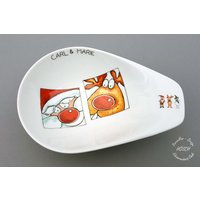 Weihnachtsteller Elch Nikolaus Weihnachten Personalisiert Plätzchenteller Weihnachtsschale Schale Müsli von HoeschPorzellan