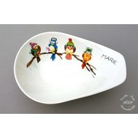 Weihnachtsteller Lustige Vögel Weihnachten 2022 Personalisiert Plätzchenteller Weihnachtsschale Schale Müsli von HoeschPorzellan