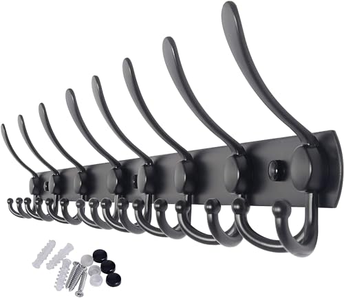 Hoexs - Garderobenständer Schwarz 8 x 3 Haken | 75cm | Wandgarderobe | Wandgarderobe | Hängendes Design | Handtuchhalter | Matte | inklusive Befestigungsmaterial Hoexs - Garderobenständer Schwarz 8 x 3 Haken | 75cm | Wandgarderobe | Wandgarderobe | Hängendes Design | Handtuchhalter | Matte | inklusive Befestigungsmaterial von Hoexs