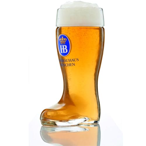 Bierglas Original Hofbräuhaus München "Stiefel" 0,5 l | Bierkrug | Bierbecher | Bierseidel | Maßkrug mit HB - tolle Geschenkidee und Trinkspiele für Herren & Damen von Hofbräu München