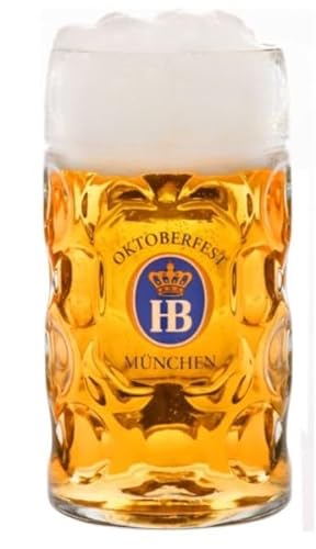 Hofbräuhaus München Bierkrug aus Glas mit originalem HB Logo Glaskrug Isarseidel Oktoberfest 1 L 1000137, HBO-9217 von Artist Unknown