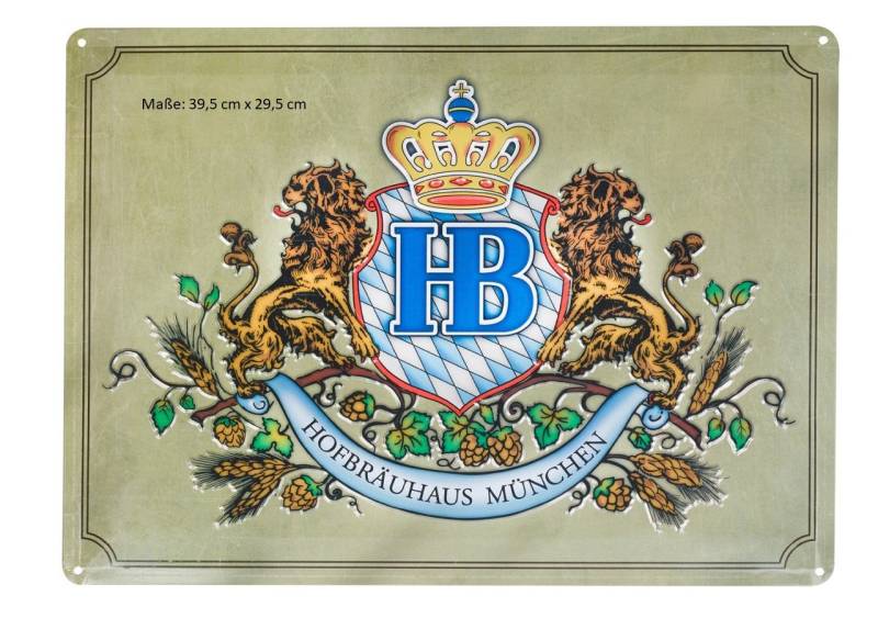 Hofbräuhaus München Metallschild, nostalgische Metallschilder vom Hofbräuhaus, aus Metall, in verschiedenen Größen und Ausführungen von Hofbräuhaus München