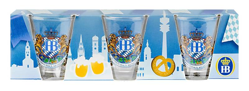 Hofbräuhaus München Schnapsglas Schnapsglas, 3-teiliges Set mit Löwendekor von Hofbräuhaus München