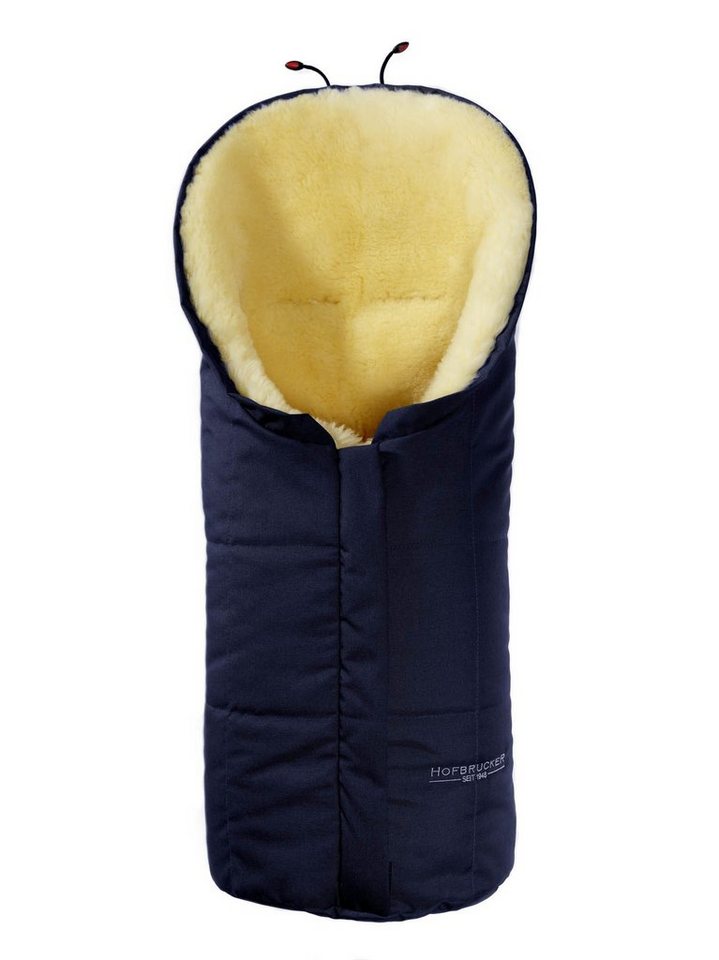 Hofbrucker seit 1948 Fußsack Hofbrucker Lammfell-Fußsack Eskimo für Babyschale, Kinderwagen und Buggy, warmer Winterfußsack mit echtem Lammfell wasserabweisend mit mittigem Reißverschluss und drei Gurtschlitze Made in Germany von Hofbrucker seit 1948