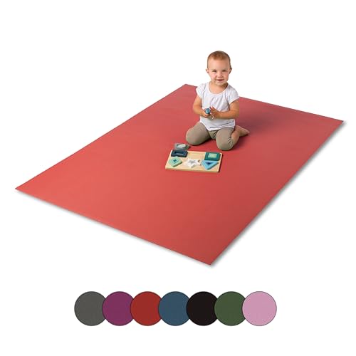 Hofbrucker® Krabbelmatte, Spielmatte, Turnmatte für Baby & Kinder, Öko-Tex Zertifiziert, Made in Germany, Abwaschbar, Rutschfester Spielteppich Größen (Rot, 120 x 120) von Hofbrucker