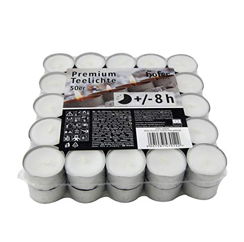 Hofer Kerzen Teelichter tealight ohne duft, in Metallhülsen, bis zu 8h Brenndauer, Durchmesser 38 mm, weiß - Pack a 450 Stück Set (450-er Karton) … von Hofer