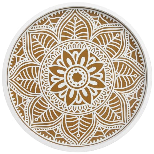 HofferRuffer Round Wood Decorative Serving Platter White 30cm Serving Dishes von HofferRuffer