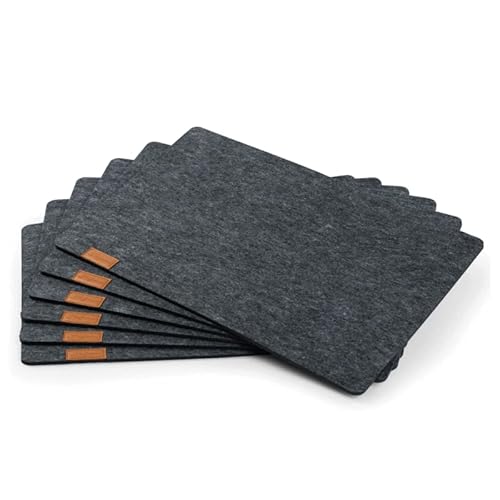 Hoffmann 6er Set Tischsets abwaschbar I Platzsets abwischbar Filz I Tischset Anthrazit Grau 45x30 cm I 6 mm Dick I Placemats I Tischuntersetzer von Hoffmann