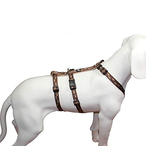 Hoffmann No Exit ausbruchsicheres Hundegeschirr für Angsthund, Sicherheitsgeschirr für Pflegehunde, Panikgeschirr, braun mit beigen Pfötchen, Bauchumfang 70-90 cm, 25 mm Bandbreite Hoffmann No Exit ausbruchsicheres Hundegeschirr für Angsthund, Sicherheitsgeschirr für Pflegehunde, Panikgeschirr, braun mit beigen Pfötchen, Bauchumfang 70-90 cm, 25 mm Bandbreite von Hoffmann