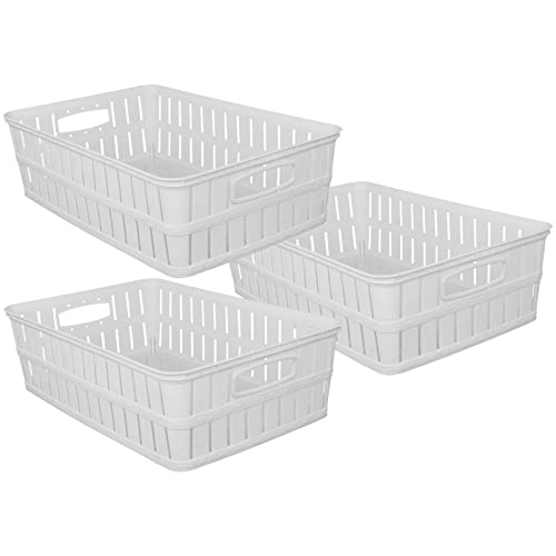 Aufbewahrungskorb 4L Rattan 3 Stück mit Farbwahl Organizer Kiste Korb Box Set Ordnungsbox Aufbewahrungskiste Aufbewahrungsbox (Weiß) von Hoffmanns