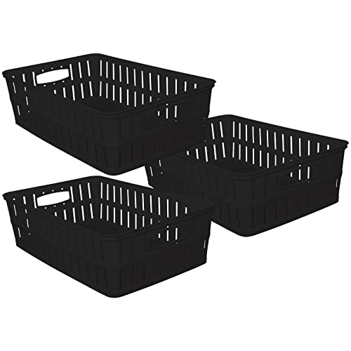 Hoffmanns Aufbewahrungskorb 16L Rattan 3 Stück mit Farbwahl Organizer Kiste Korb Box Set Ordnungsbox Aufbewahrungskiste Aufbewahrungsbox (Schwarz) von Hoffmanns