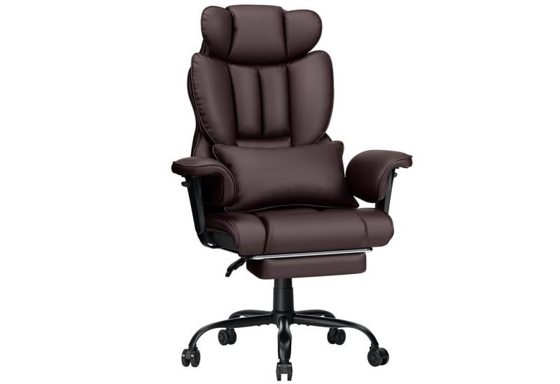 Hoffree Bürostuhl (Massage-Bürostuhl aus Kunstleder mit verstellbarer Kopfstütze und Fußstütze), ergonomisch, stabil und komfortabel von Hoffree