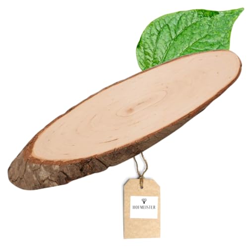 2X HOFMEISTER® Holzscheiben mit Rinde, Rindenbretter oval, unlackiert aus Holz, Dekoidee, Geschenkidee, zum Basteln, ca.30 cm von Hofmeister Holzwaren