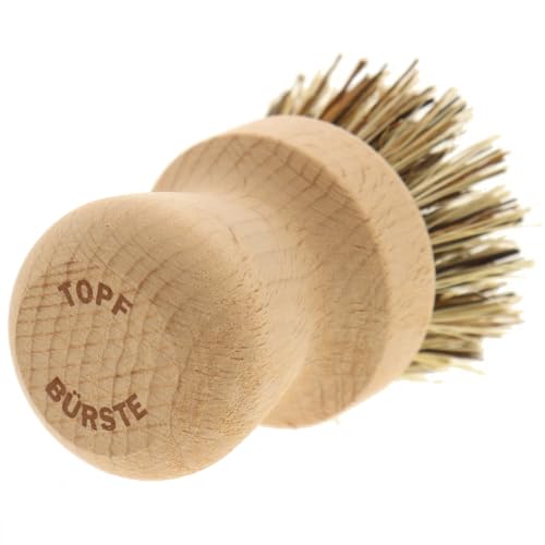 2X HOFMEISTER® Topfbürste, 8 cm, löst starken Schmutz aus Töpfen & Pfannen, schont die Antihaftbeschichtung, hitzebeständigen Union-Fibre-Naturborsten, Spülbürste aus EU Buchen-Holz von Hofmeister Holzwaren